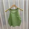 Chaleco de punto hueco sexy de verano con cuello halter sin mangas y hombros descubiertos, top interior para mujer