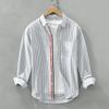 Camisa de manga larga a rayas de algodón puro para hombre, nueva llegada de primavera y otoño de 2024, estilo coreano, a la moda, combinable con todo, estilo BF, chaqueta tipo camisa.