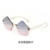 Nuevas Gafas de Sol Sin Marco para Niños y Niñas, Gafas de Sol Anti-UV para Niños, Gafas Poligonales Degradadas de Alta Gama