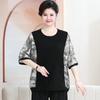 Conjunto de dos piezas de camiseta de algodón con mangas de verano para madres gordas de mediana edad y ancianas, chaqueta de estilo extranjero de talla grande de 200 kg