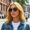 Óculos de Sol Metálicos Clássicos Retrô da Moda para Mulheres, Adequados para Fotografia de Rua, Estilo Europeu e Americano, Proteção Solar Transfronteiriça Óculos de Sol Femininos