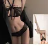 Lencería Sexy con Diseño Hueco, Deseo Puro, Encaje Sexy, Cuello Halter, Atado, Estilo de Tres Puntos Push-Up, Sujetador para Mujer, Conjunto Erótico
