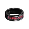 Anillo de Acero de Tungsteno de 8 mm de Venta Caliente Transfronteriza con Base Dorada e Incrustación Roja, Popular en Europa y América, Anillo para Hombre al por Mayor