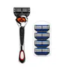 Aparelho de barbear manual de três lâminas, lâmina de aço inoxidável soldada por pontos, cabeças de reposição no atacado, aparelho de barbear manual Gillette