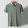 Camisa polo de manga corta de seda de hielo gofrada de color de contraste cuello tijera verano top fino joven y de mediana edad camiseta holgada