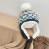 Chapéu infantil forrado de lã espessado para outono e inverno, chapéu de proteção para orelhas de inverno para meninos e meninas, chapéu quente de malha Lei Feng para crianças de médio e grande porte e meninas