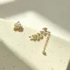 Pendientes Asimétricos de Espiga de Trigo con Circonita para Mujer Pendiente Largo con Borla de Gota de Agua Dos Colores Oro y Plata Pendiente de Aguja de Plata de Lujo Ligero