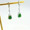 9272 Aretes de Calabaza de Jade Natural Tipo Hielo Verde Yang Joyería Microincrustada Moda de Alta Gama para Mujer Diversidad Cabello Uno