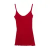 Top Camisola Ajustado Estilo Francés Wanwei para Mujer Primavera 2026 Nuevo Estilo Tirante Fino Borde Enrollado Chaleco de Punto P4065