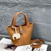 Bolso de Hombro Comprador de Cesta de Verduras de Cuero de Vaca TOGO para Mujer, Sencillo, Combinable, de Verano, Bolso de Compras con Correa Intercambiable, Bolso de Cuero con Compartimento para Madre y Madre