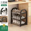 Zapatero para Entrada, Estrecho y Compacto, Diseño Inclinado, Simple Ultraestrecho, Ultra Delgado 17cm, No Requiere Instalación, Uso Doméstico, Hierro Forjado Metálico
