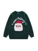 Suéter navideño de bloques de color rojo y verde con figura 3D de Santa Claus, suéter de punto para hombre de corte holgado con cuello redondo, estilo casual, atuendo para pareja, prenda exterior