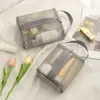 Bolsa de cosméticos portátil de malla para mujer, bolsa de viaje transparente para lavado, productos para el cuidado de la piel, lápiz labial, sombra de ojos, brocha, bolsa de almacenamiento de gran capacidad