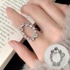 Anillo Dulce Brillante de Estrella para Mujer, Anillo Abierto Versátil Geométrico Hueco de Personalidad, Anillo para Dedo Índice Ovalado Estilo Ins Moderno