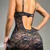 Encanto de Medianoche Comercio Exterior Nueva Lencería Sexy Tirantes Espalda Descubierta Encaje Camisón minifalda Transparente Tentación 2623
