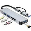Base de Expansión Ocho en Uno Tipo-C 3.0 Hub para Laptops y Tablets, Divisor Dos en Uno de Doble Cabezal con Audio