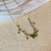 Collar de Borla de Mariposa de Cristal Verde Mori para Mujer Cadena de Clavícula con Atmósfera Cool Ins Estilo Dulce Cool de Chica Caliente