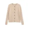 Exportação Transfronteiriça Roupas Femininas Outono 2025 Estilo Europeu e Americano Gola Redonda Manga Longa Botão Único Cardigan de Tricô Torcido para Mulheres C83987