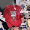 Camiseta de Manga Corta con Cuello de Bolsa de Algodón Puro con Estampado de Dibujos Animados Anime para Mujer 2024 Verano Nuevo Top Casual Holgado de Largo Medio