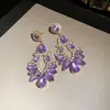 Pendientes de Borla Hueca en Forma de Gota de Agua con Incrustaciones de Diamantes en Aguja de Plata, Pendientes Exquisitos de Estilo Palacio Francés, Pendientes Únicos Exagerados para Mujer, Estilo Nicho