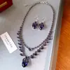 Conjunto de Flor de Cristal RosaExquisito Pendiente de Corazón de Zirconia Collar Cadena Sencilla Dulce para Clavícula Joyería Versátil Noble