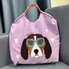 Bolsa de Lona Bordada Ecológica Grande Capacidade Nylon Transversal Tote Bolsa de Ombro para o Dia a Dia Compras Bolsa Tote