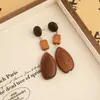 Nuevos aretes de madera estilo chino con forma de gota de agua para mujer, aretes de estilo étnico vintage para rostros cuadrados y redondos, aretes bohemios para vacaciones