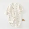Roupas para Bebês e Crianças Anyang Roupas para Recém-Nascidos Estilo Primavera e Outono Conjunto com Laço Borboleta Macacão Bebê Roupa Estilo Monge Sem Costura 100% Algodão