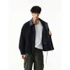 Chaqueta de Trabajo Barn Wind con Cuello de Cuero para Motocicleta 25 Otoño/Invierno Nuevo Retro Holgado Estilo Pareja Impermeable Bloque de Color Cárdigan