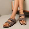 Zapatos Birkenstock de Suela Gruesa de Doble Hebilla para Mujer Verano Nuevo Cruzados con Hebilla Trasera Zapatos Romanos Retro Sandalias Birkenstock