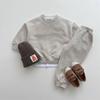 Ins Estilo Coreano Niños y Niñas Bebé Algodón Puro Primavera y Otoño con Capucha Cierre Bordado Suéter Cárdigan Suéter Traje de Dos Piezas