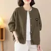 Cardigan con capucha casual de moda para mujer 2026 Primavera Otoño Nuevo Tallas Grandes Ropa de Otoño Petite Madre Chaqueta Corta Transfronterizo