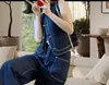 Conjunto Elegante Nuevo Estilo Coreano en Stock, Chaleco de Mezclilla Suave de Alta Calidad, Azul Profundo, Otros Estilos Elegantes de Algodón