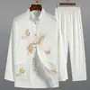 Traje Tang Estilo Chino para Personas de Mediana Edad y Mayores, Hanfu para Papá, Traje Retro de Manga Larga para Primavera y Verano, Atuendo para Abuelo, Traje de Tai Chi para Ejercicio Matutino