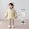 Estilo Dulce Conjunto de Invierno para Niñas Bebé Niña Sudadera con Capucha de Estrella Abrigo de Algodón Ropa Interior Base Calcetines Conjunto de Tres Piezas Ropa de Algodón para Niños Pequeños