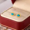 Colar e Brincos de Prata Esterlina S925 Turquesa Azul Estrelada Cintilante com Acabamento Escovado para Mulheres, Luxo Leve Francês Retrô Outono e Inverno Novo Estilo