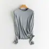 Camiseta Base de Manga Larga con Cuello Redondo y Volantes Hengjia CfTrendy para Mujer, Otoño e Invierno, Sin Planchar, Tejido Anti-Pilling