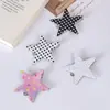 Clip para el pelo de pentagrama con estampado de lunares en blanco y negro de 5 cm, accesorio DIY, pasador decorativo lindo y juguetón estilo coreano