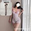 Traje Sexy y Sexy con Estampado Floral de Cerezas Que Se Puede Usar Afuera, No Hay Necesidad de Quitarse los Tirantes, Pijama de Cuello en V y Almohadilla en el Pecho, Cómodo para el Hogar