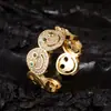 Pulsera Popular de Cara Sonriente Transfronteriza Lujo Accesible Estilo Ins Moda Elegante Europea y Americana Pulsera Abierta de Cobre y Diamante de Gama Alta para Mujeres