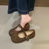 Zapatos de ante estilo retro con punta dividida tipo pezuña de cerdo para mujer, nuevos mocasines versátiles de suela blanda para otoño 2026