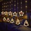 Luz de Cortina Pingente Anel de Natal Layout de Cena Atmosfera Boneco de Neve Alce USB Linha de Couro Luz de Cortina Fábrica Direta