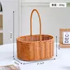 Cesta de Flores Ovalada Tejida de Mimbre Sintético, Cesta de Mimbre Hecha a Mano de Estilo Pastoral, Cesta de Almacenamiento para Souvenirs, Cesta Pequeña para Flores y Plantas Verdes