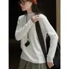 Nueva Camiseta Casual Coreana Otoño e Invierno, Color Liso Simple, Cuello Semiamantado, Manga Larga, Aspecto Adelgazante, Amigable con la Piel y Cómoda para Mujer