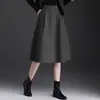 Falda plisada de lana gris, nuevo modelo otoño 2026, de cintura alta, adelgazante, de longitud media, con bolsillos, para figuras petite
