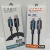 Cable de datos trenzado de un a tres colores en caja con pantalla digital, cable de carga en codo para embalaje, caja blíster, cordón para teléfono móvil, caja de alambre perforado