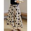 Falda de Lunares Elástica de Cintura Alta Estilo Verano Nuevo 2025 Nicho de Alta Gama Elegante Falda Midi A-Line
