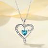 Colgante de plata de ley 925 con forma de corazón de océano y diamantes azules para mujer, regalo del Día de la Madre, collar para mujer
