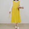 Vestido Transfronterizo Europeo, Americano, Japonés y Coreano de Cuello Redondo, Dos Piezas Delantero y Trasero con Tirantes, Aberturas Izquierda y Derecha, Talla Grande, Talla Extra, Ajustable