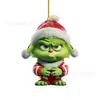 Novo Pingente Criativo de Desenho Animado Grinch de Natal Transfronteiriço Decorações de Árvore de Natal Pingente Plano de Acrílico
